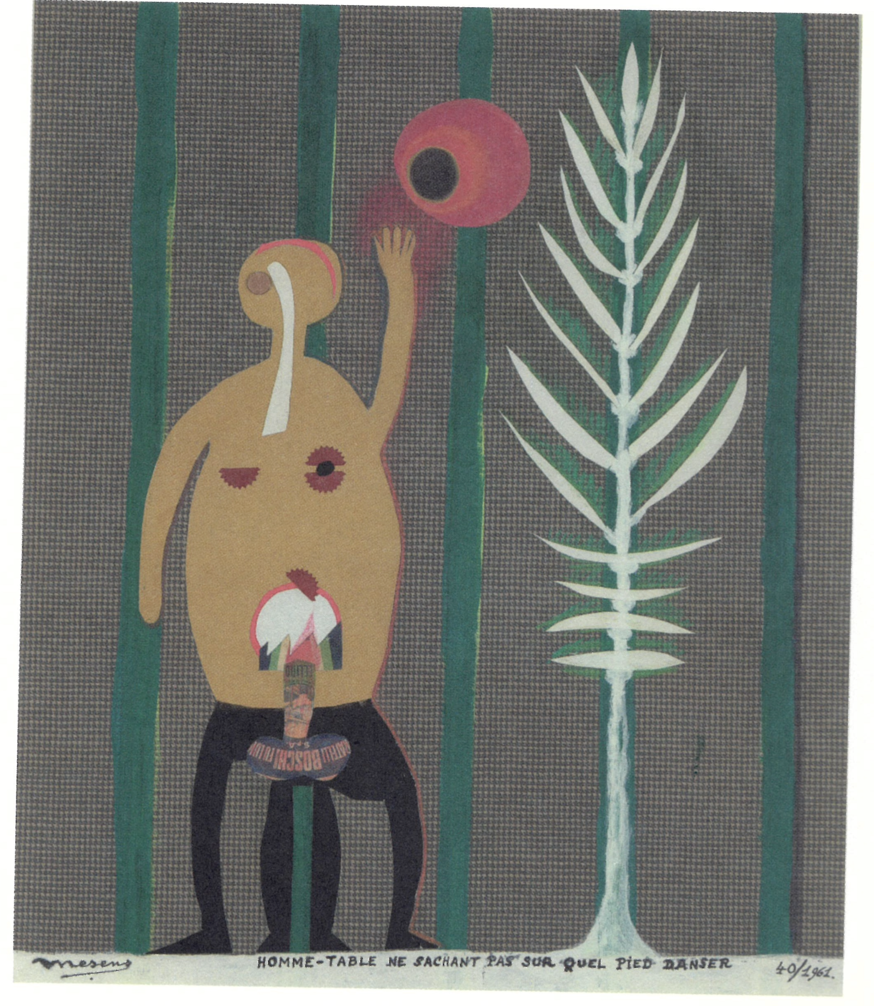  Homme-table ne sachant pas sur quel pied danser 